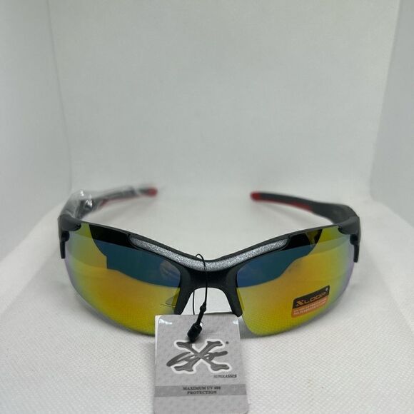 X-Loop Semi Rimless Wrap Mirrored Sunglasses - Picture 2 of 3